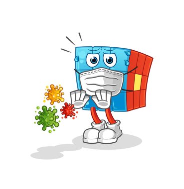 Rubik Küpü virüsleri reddediyor. çizgi film maskotu vektörü