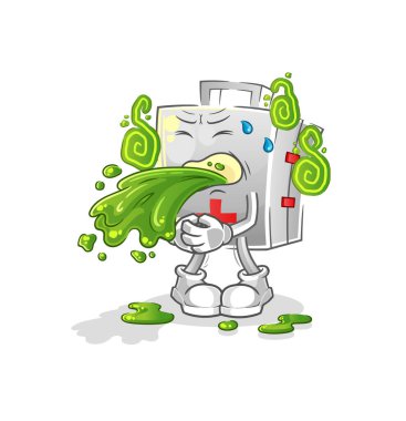 İlk yardım çantasından çizgi film çıkar. çizgi film maskotu vektörü