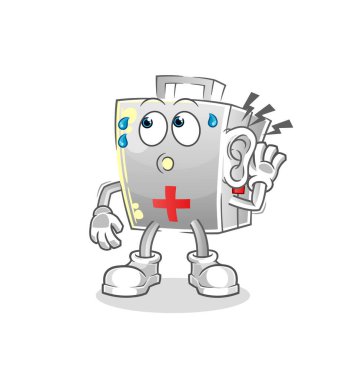 İlk yardım seti dinleme vektörü. çizgi film karakteri