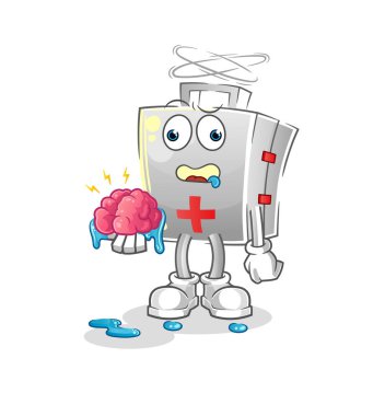 İlk yardım çantasında beyin vektörü yok. çizgi film karakteri