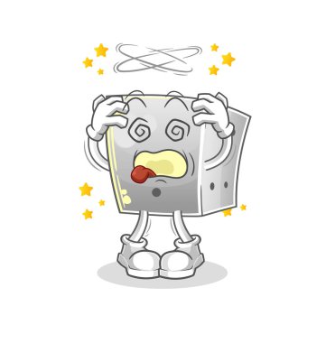 Zar baş döndürücü maskot. çizgi film vektörü