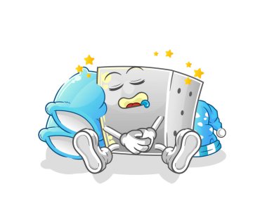 Uyuyan zar karakteri. çizgi film maskotu vektörü