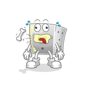 Zar geğirme maskotu. çizgi film vektörü