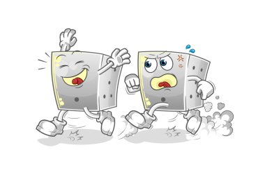 zar kovalamaca çizgi filmi. çizgi film maskotu vektörü