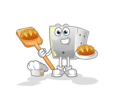 Ekmekli zar fırıncısı. çizgi film maskotu vektörü