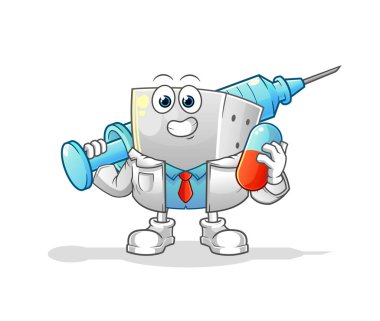 Zar doktoru ilaç ve iğne tutuyor.