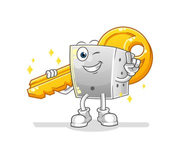 Zarlar anahtar maskotu taşır. çizgi film vektörü