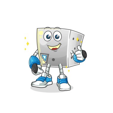 zar robot karakteri. çizgi film maskotu vektörü