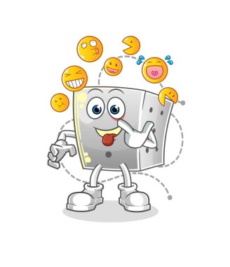 zar gülme ve alay etme karakteri. çizgi film maskotu vektörü