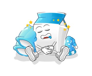 Uyuyan süt karakteri. çizgi film maskotu vektörü