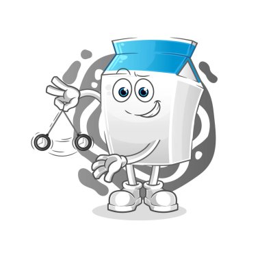 Süt hipnotize edici çizgi film. çizgi film maskotu vektörü