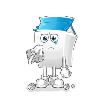 Süt, mendille feryat eder. çizgi film maskotu vektörü