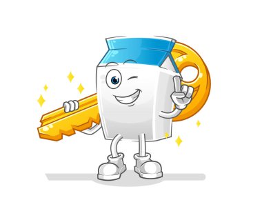 Süt anahtar maskotu taşır. çizgi film vektörü