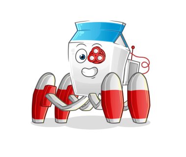 Süt robotu vektörü. çizgi film karakteri