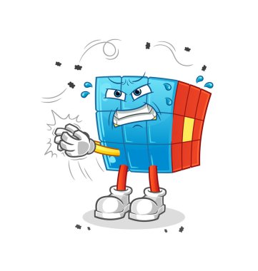 Rubik Küp Sinek karakteri. çizgi film maskotu vektörü