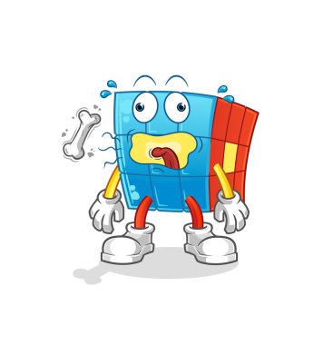 Rubik Küp geğirme maskotu. çizgi film vektörü