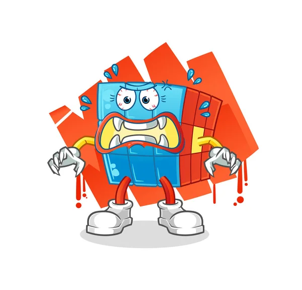 Rubik küp canavar vektörü. çizgi film karakteri