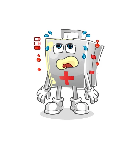 急救箱低电池吉祥物 卡通矢量 — 图库矢量图片