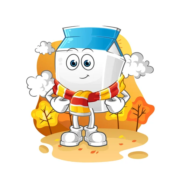Sonbaharda süt. çizgi film maskotu vektörü
