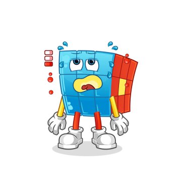 Rubik Küpü 'nün düşük batarya maskotu. çizgi film vektörü