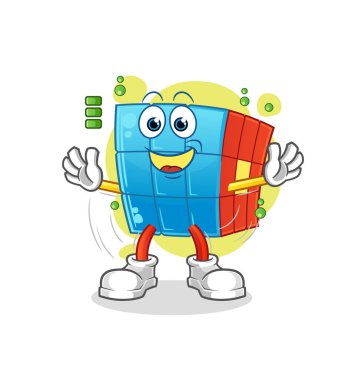 Rubik Küpü tam pil karakteri. çizgi film maskotu vektörü