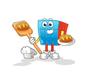 Ekmekli Rubik Küp Fırını. çizgi film maskotu vektörü