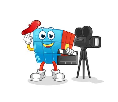 Rubik Küpü yönetmen maskotu. çizgi film vektörü