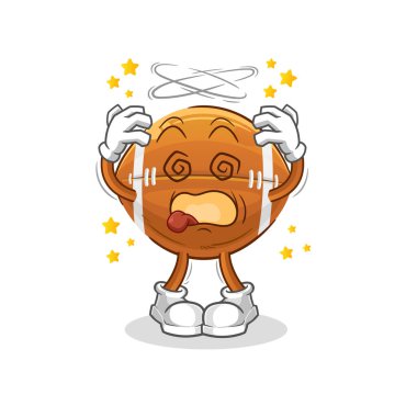 Ragbi topunun baş döndürücü maskotu. çizgi film vektörü
