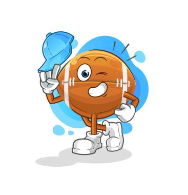 Rugby topu genç çocuk karakter çizgi filmi