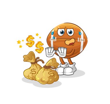 Ragbi topu para resimlerini reddediyor. karakter vektörü