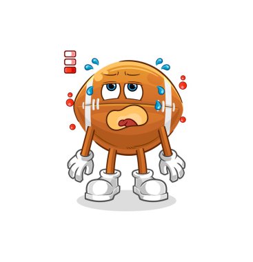 Rugby topu düşük batarya maskotu. çizgi film vektörü