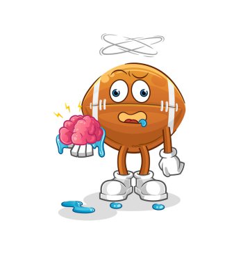 Rugby topu, beyin vektörü yok. çizgi film karakteri