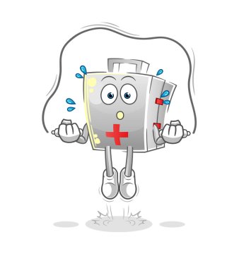 İlk yardım çantası ip atlama egzersizi. karakter vektörü