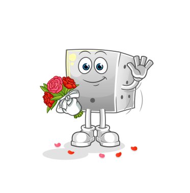 Buket maskotlu zar. çizgi film vektörü