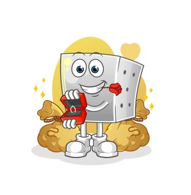 Zar yüzükle teklif eder. çizgi film maskotu vektörü