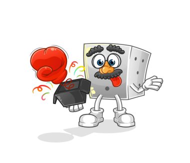 Zar şakası eldiveni kutuda. çizgi film maskotu