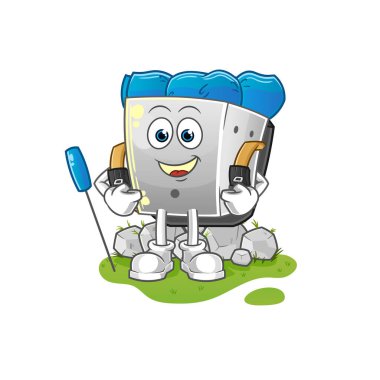 Zar kamp maskotu olur. çizgi film vektörü