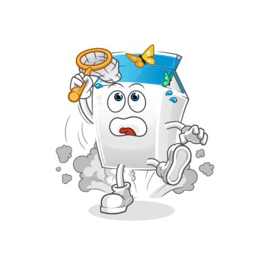 Süt yakalayan kelebek illüstrasyonu. karakter vektörü