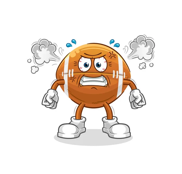 Rugby Ball Very Angry Mascot Cartoon Vector — Stock Vector