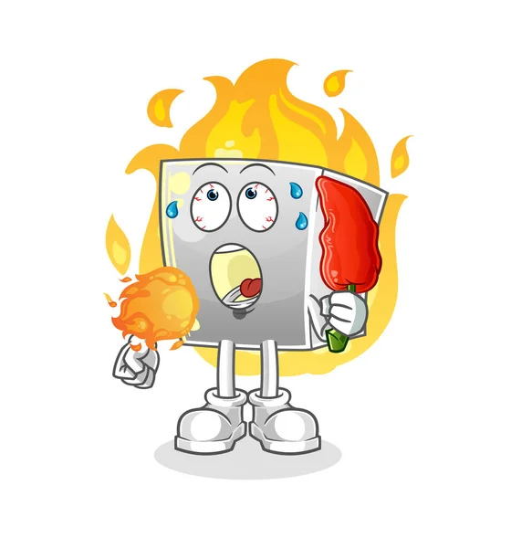 Dice Eat Hot Chilie Mascot Cartoon Vector — Stock Vector