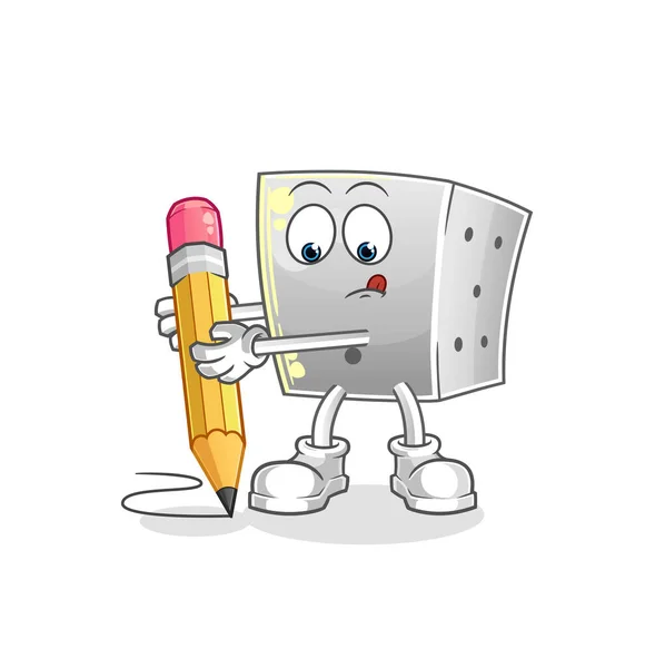 Los Dados Escriben Con Lápiz Vector Mascota Dibujos Animados — Vector de stock