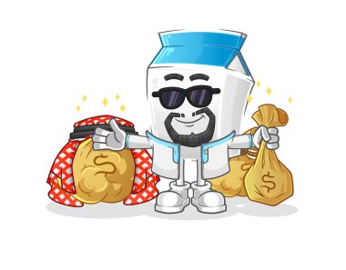 Süt zengini Arap maskotu. çizgi film vektörü