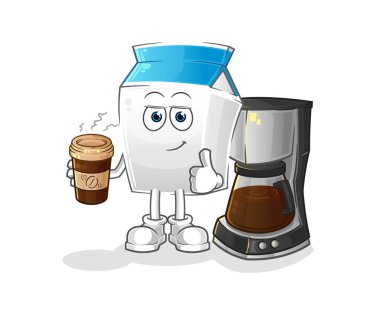 Sütlü kahve resimli. karakter vektörü