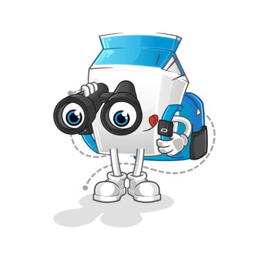 Dürbünlü süt. çizgi film maskotu vektörü