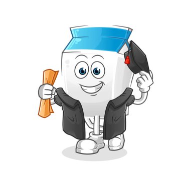 Süt mezuniyet vektörü. çizgi film karakteri