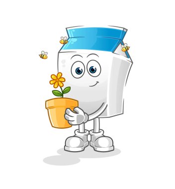 Süt ve saksı. karakter vektörü