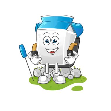 Süt kamp maskotu. çizgi film vektörü