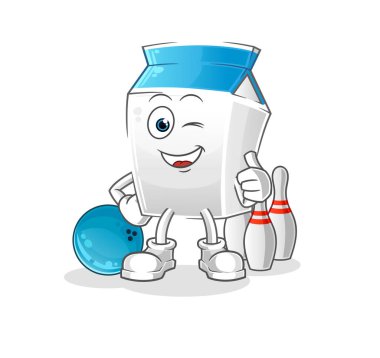 Süt oyunu bowling illüstrasyonu. karakter vektörü