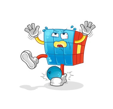 Bowling çizgi filmiyle Rubik 'in Küp Hiten' i. çizgi film maskotu vektörü