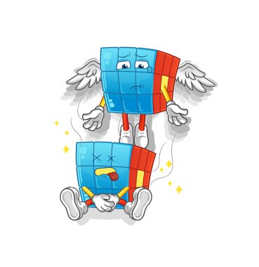 Rubik Küp ruhu vücut maskotunu terk eder. çizgi film vektörü